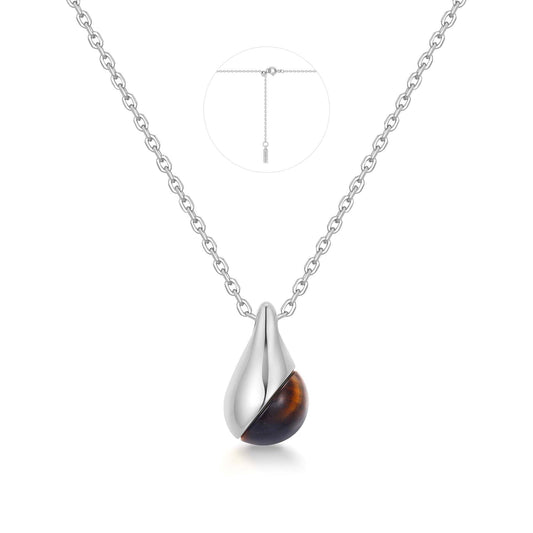 Ania Haie Silver Tiger Eye Droplet Pendant Necklace