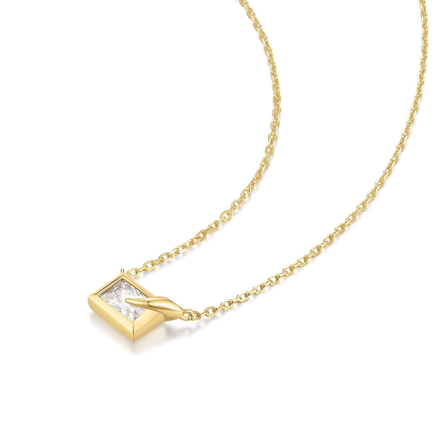 Ania Haie Gold Sparkling Bezel-Set Cube Necklace