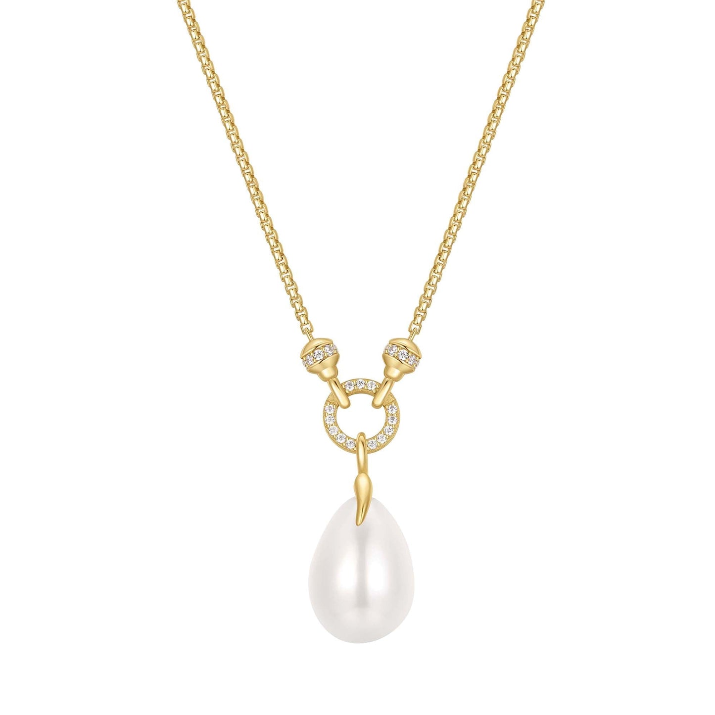 Ania Haie Gold Linked Shell Pearl Drop Pendant Necklace