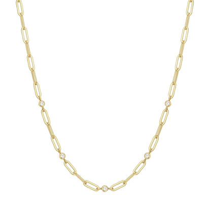 Ania Haie Gold Bezel Station Paper Clip Chain Necklace