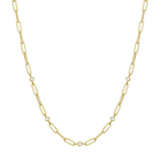 Ania Haie Gold Bezel Station Paper Clip Chain Necklace