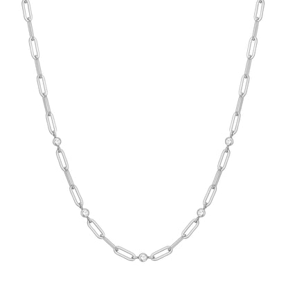 Ania Haie Silver Bezel Station Paper Clip Chain Necklace