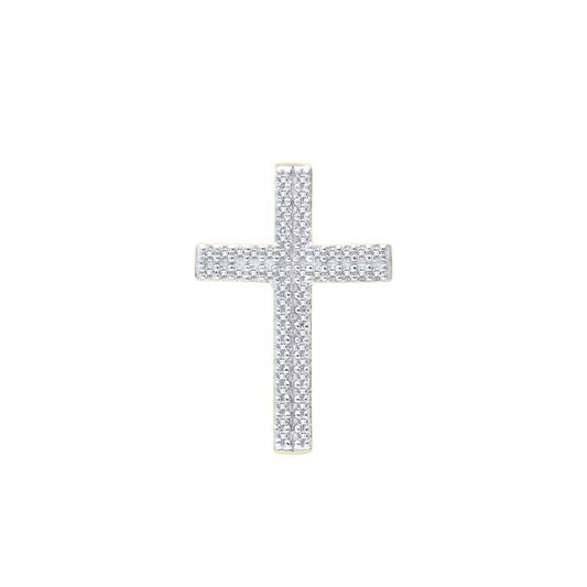 0.05ct Diamond Double Row Cross Pendant in 9K Yellow Gold