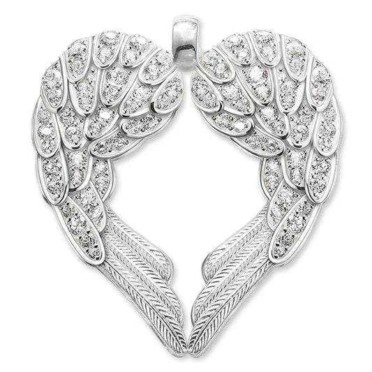 angel wings heart pendant thomas sabo large with white stones