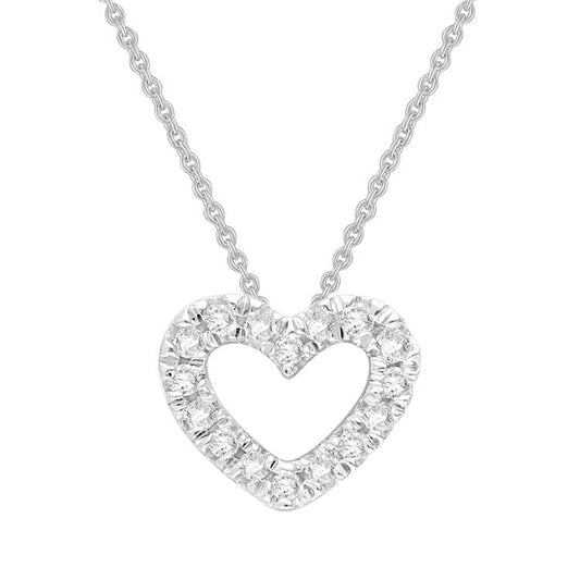 0.04ct Diamond Heart Necklace 45cm in 9K White Gold