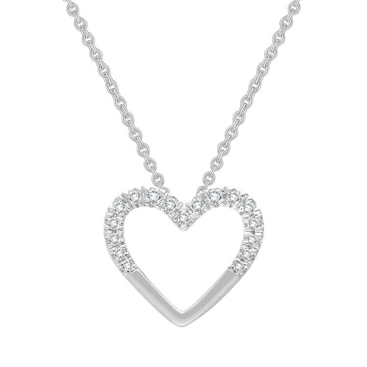 0.08ct Half Diamond Heart Necklace 45cm in 9K White Gold