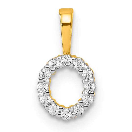 Petite Diamond Initial Pendant Letter O Yellow Gold