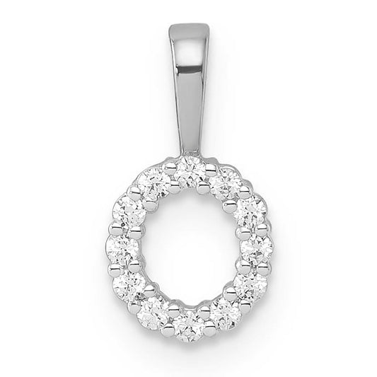 Petite Diamond Initial Pendant Letter O White Gold