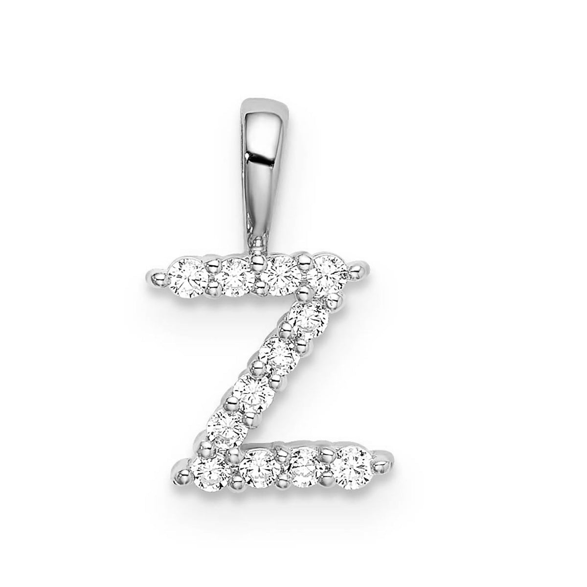 Petite Diamond Initial Pendant Letter Z White Gold