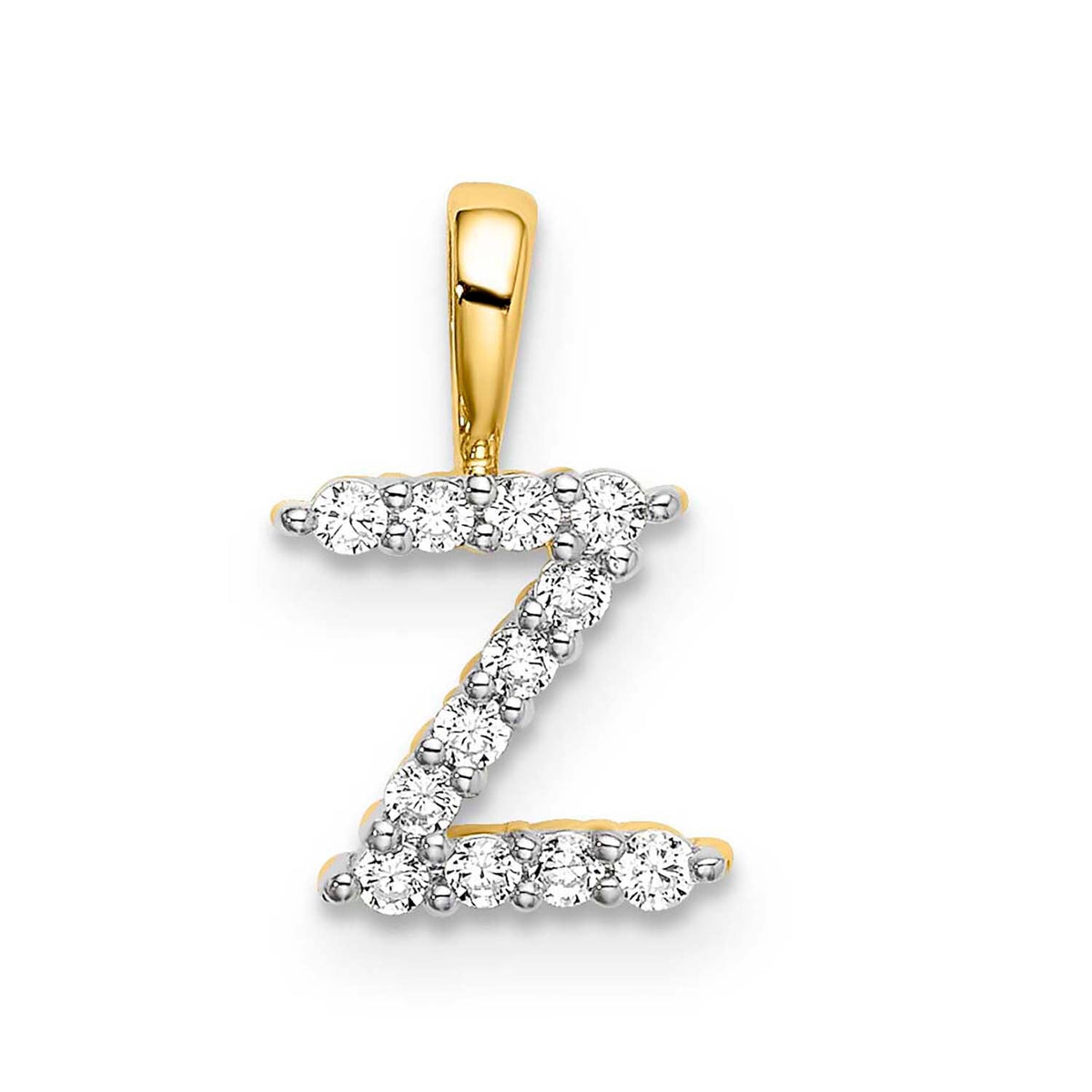 Petite Diamond Initial Pendant Letter Z Yellow Gold