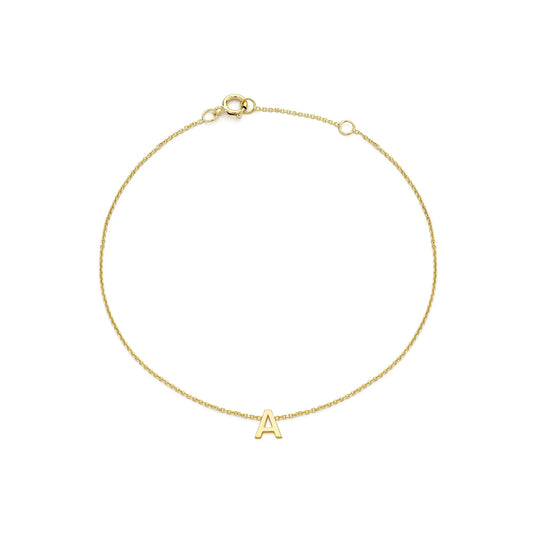 Petite Minimalist Bracelet in 9ct Gold Letter "A" | By Angeline Australia