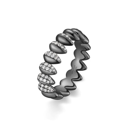 Ania Haie Black Sparkling Puffy Spike Ring