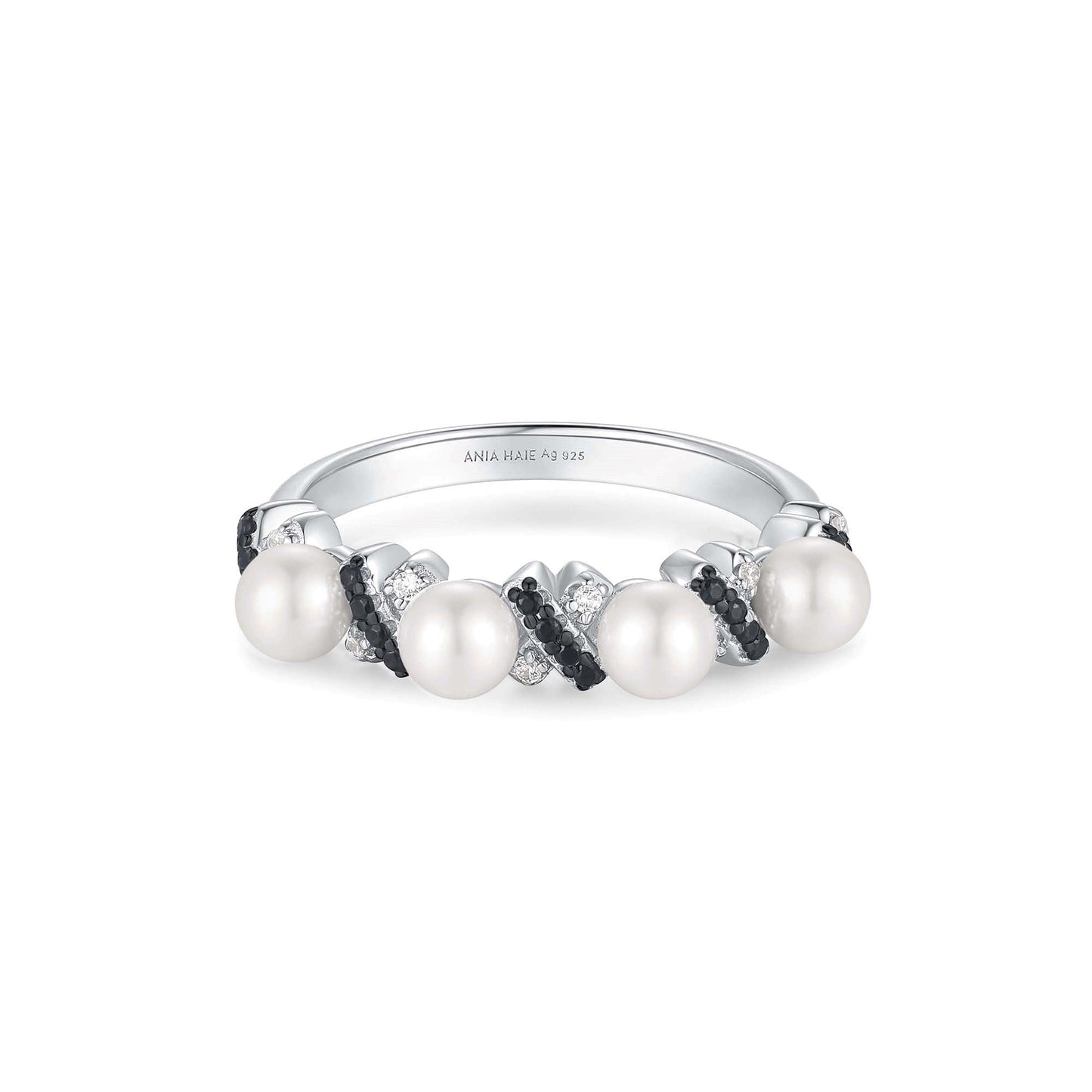 Ania Haie Two-Tone Sparkling Braided Shell Pearl Ring