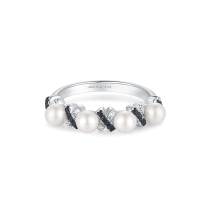 Ania Haie Two-Tone Sparkling Braided Shell Pearl Ring