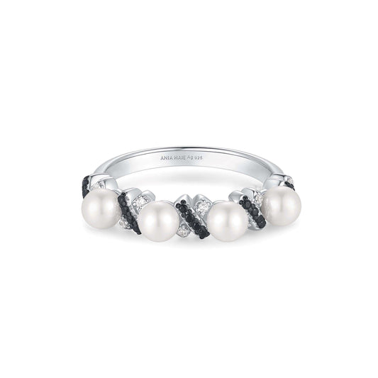 Ania Haie Two-Tone Sparkling Braided Shell Pearl Ring