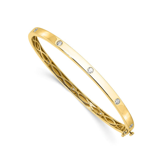 Real Gold Diamond set bangle yellow with hinge