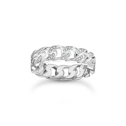 THOMAS SABO Slim ring with chain links and white stones