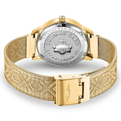 THOMAS SABO Women's Gold watch with 33 mm, dragonflies & zirconia