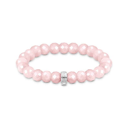 THOMAS SABO Charm bracelet with rose quartz beads oval