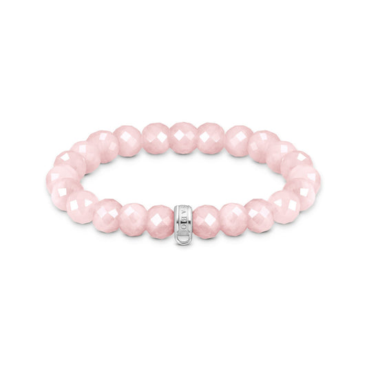 THOMAS SABO Charm bracelet with rose quartz beads oval