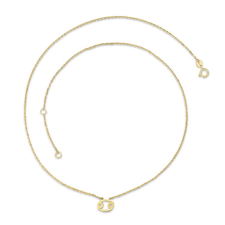 Yellow Gold Cancer Zodiac Necklace
