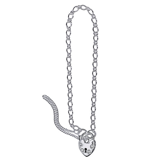 Heart Padlock Bracelet 925 Silver