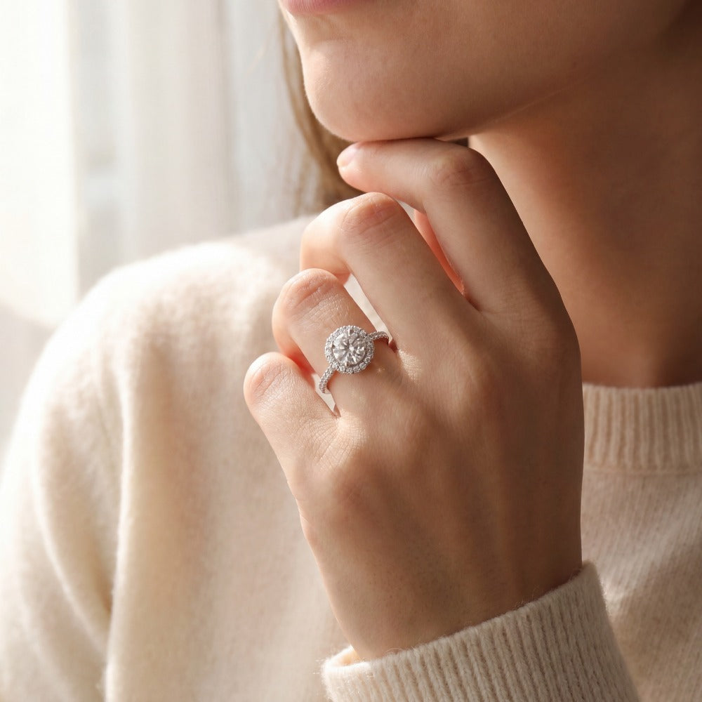 diamond halo engagement ring round center stone