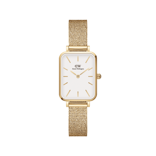 Daniel Wellington Quadro 20X26 Pressed Evergold Gold & White Watch