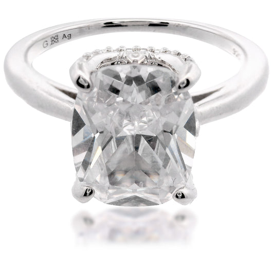 SYDNEY SOIRÉE ELAINE CUSHION CUT RING SILVER