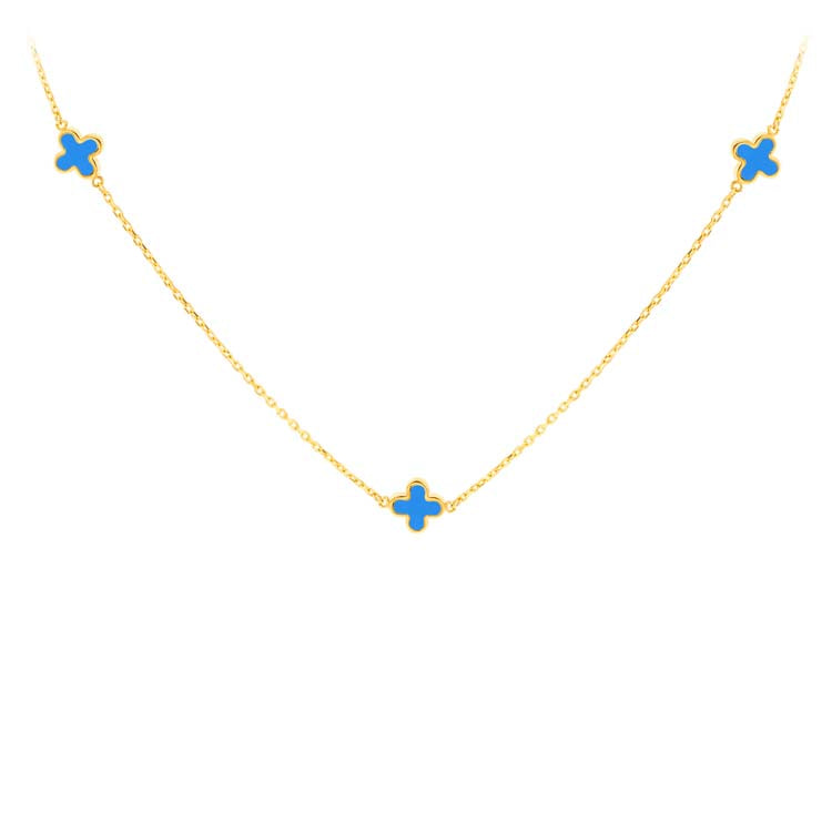 Dainty Clover Blue Necklace | By Angeline Australia