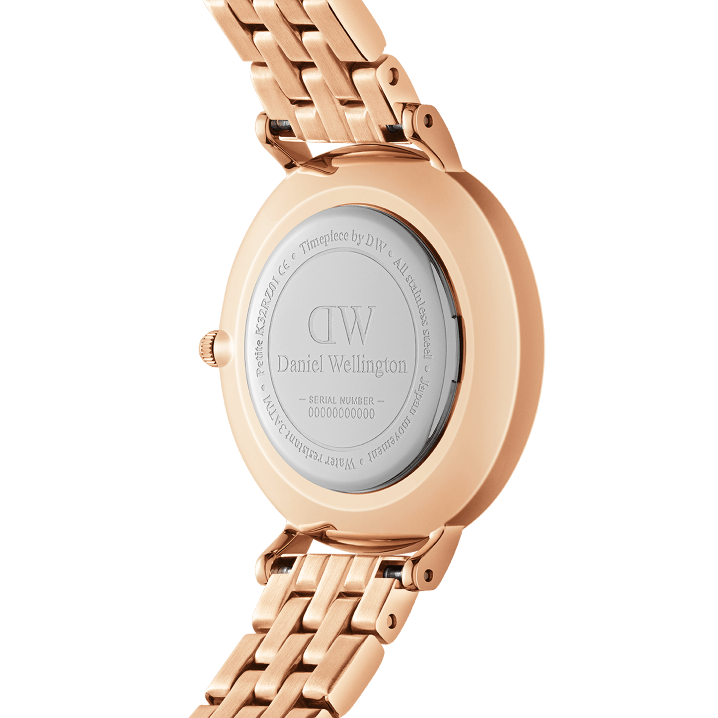 Daniel Wellington Petite 28 Bezel 5-Link White & Rose Gold Watch