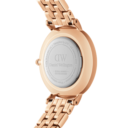 Daniel Wellington Petite 28 Bezel 5-Link White & Rose Gold Watch