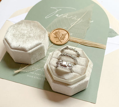 TRIPLE Ring Box Octagon Wedding Ring Box Wedding Ceremony, Ring Bearer Box, Velvet Gift Jewellery Box Velvet Ring Box  Ring Box