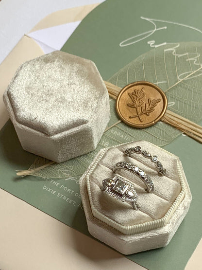 TRIPLE Ring Box Octagon Wedding Ring Box Wedding Ceremony, Ring Bearer Box, Velvet Gift Jewellery Box Velvet Ring Box  Ring Box
