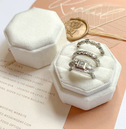TRIPLE Ring Box Octagon Wedding Ring Box Wedding Ceremony, Ring Bearer Box, Velvet Gift Jewellery Box Velvet Ring Box  Ring Box