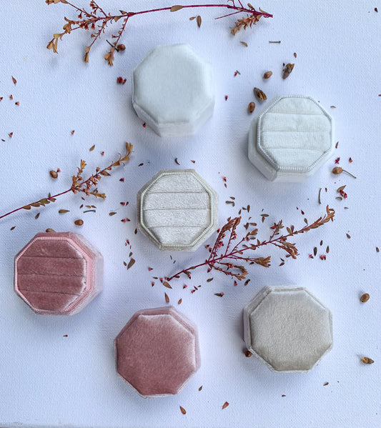 TRIPLE Ring Box Octagon Wedding Ring Box Wedding Ceremony, Ring Bearer Box, Velvet Gift Jewellery Box Velvet Ring Box  Ring Box