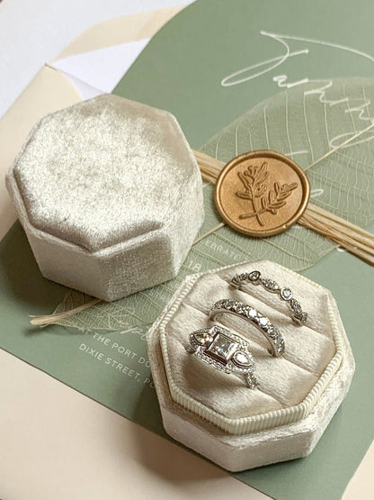 TRIPLE Ring Box Octagon Wedding Ring Box Wedding Ceremony, Ring Bearer Box, Velvet Gift Jewellery Box Velvet Ring Box  Ring Box