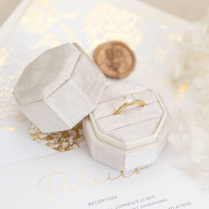 Single Double Triple Ring Box Octagon Wedding Ring Box Wedding Ceremony, Ring Bearer Box, Velvet Gift Jewellery Box Velvet Ring Box