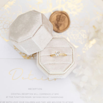 Single Double Triple Ring Box Octagon Wedding Ring Box Wedding Ceremony, Ring Bearer Box, Velvet Gift Jewellery Box Velvet Ring Box