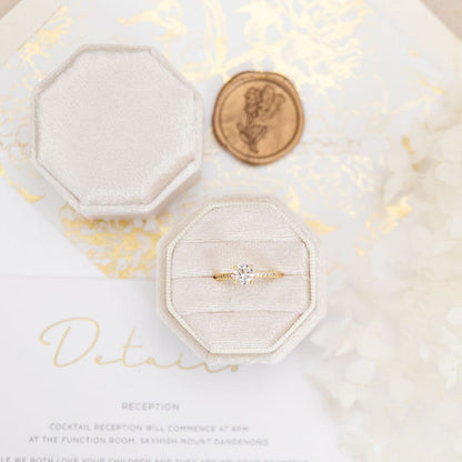 Single Double Triple Ring Box Octagon Wedding Ring Box Wedding Ceremony, Ring Bearer Box, Velvet Gift Jewellery Box Velvet Ring Box