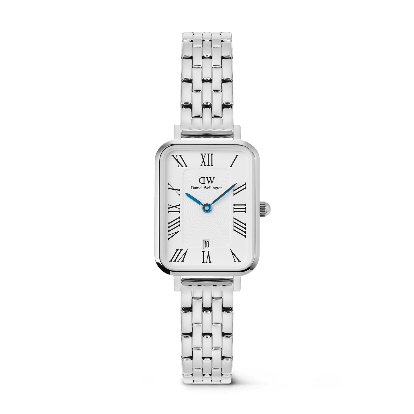 Daniel Wellington Quadro Roman Numerals Date 5-link Silver