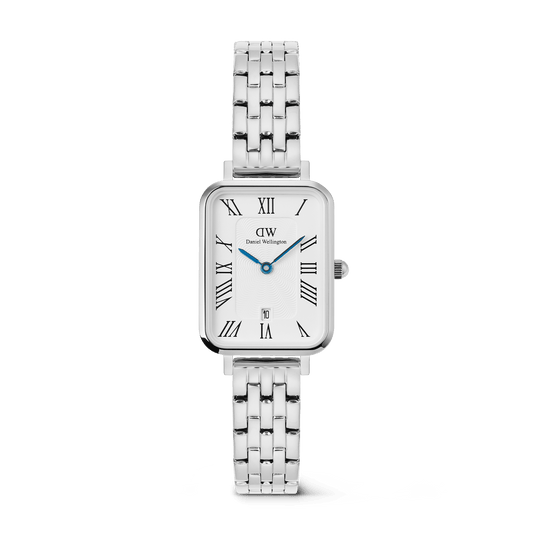 Daniel Wellington Quadro Roman Numerals Date 5-link Silver
