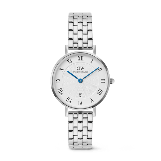 Daniel Wellington Petite Roman Numerals Date 5-link  Silver