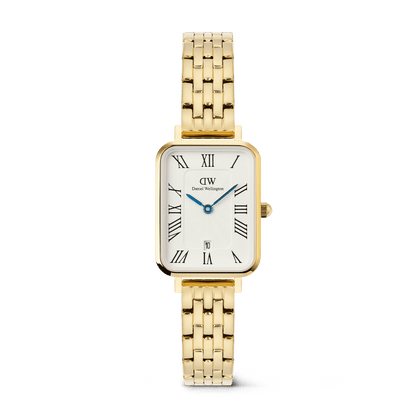 Daniel Wellington Quadro  Roman Numerals Date 5-link Gold