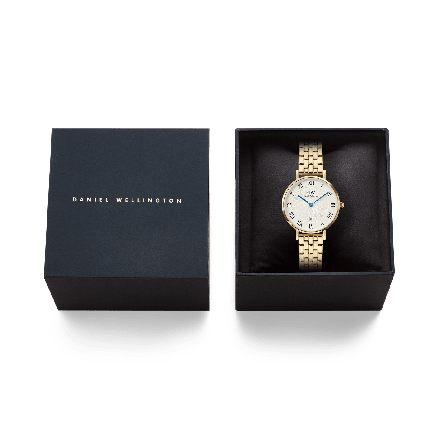 Daniel Wellington Petite Roman Numerals Date 5-link Gold