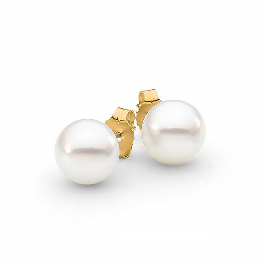 pearl studs in yellow gold bridal jewellery