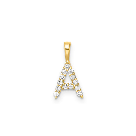 mini diamond initial pendant yellow gold A