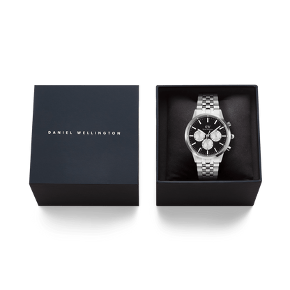 Daniel Wellington Iconic Chronograph Arch 5-Link Onyx Panda Silver