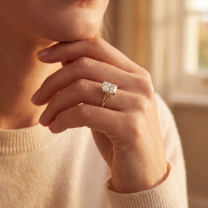 radiant cut engagement ring on hand size