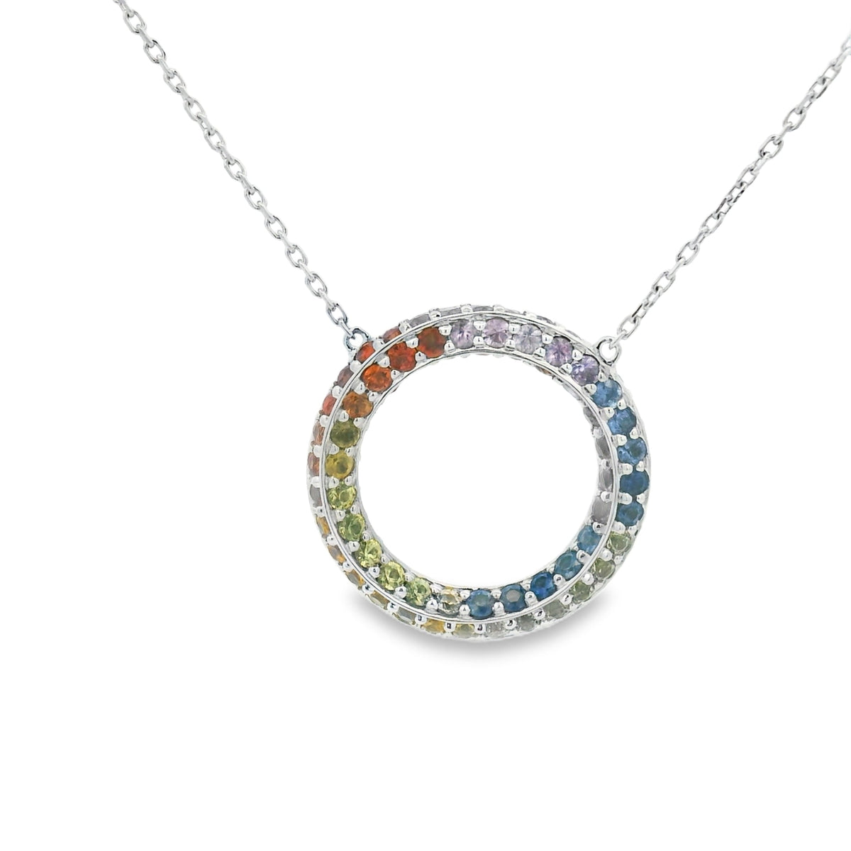 rainbow sapphire necklace white gold